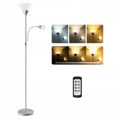 Immagine di tomons LED Lampada da Terra Dimmerabile, Piantana con Luce Lettura Telecomando, in 3 Colori, Regolazione Continua Della Luminosità, Controllabili Separatamente