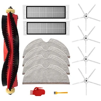 Immagine di Kit di accessori per pulire aspirapolvere Xiaomi Roborock S6 S60 S65 S5 MAX MAXV Pure, 13 pezzi: 1 spazzola a rullo, 2 filtri, 4 panni mocio, spazzole laterali, strumenti pulizia (bianco)