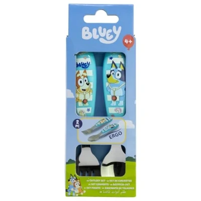 Immagine di Bluey Set di 2 posate per bambini in acciaio inox composto da forchetta e cucchiaio