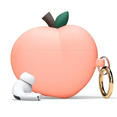 Immagine di elago Cover Pesca Peach Compatibile con AirPods Pro 2 Custodia Case Design 3D 2a Generazione, Moschettone incluso