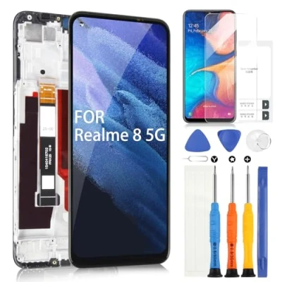 Immagine di ARSSLY Schermo LCD per Realme 8 5G RMX3241 Display Digitazer Ricambio Touch Screen Sostituzione con Strumenti (Nero Telaio,6,5&quot;)