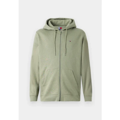 Immagine di Tommy Jeans Uomo Felpa con Zip Flag Thru Cappuccio, Verde (Utility Sage), L