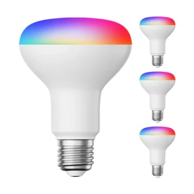 Immagine di ledscom.de 4 pezzi E27 lampadine LED RGB, R80, bianco caldo freddo (2700 6300 K), 9,9 W, 950lm, Smart Home, WLAN, Alexa, opaco