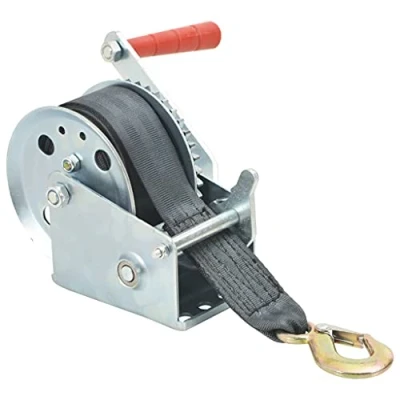 Immagine di vidaXL Argano a Mano con Cinghia 540 kg Robusto da Traino 2 Sensi 1 Velocità Dispositivi Mobili Paranco Manuale Verricello in Ferro Argento e Nero