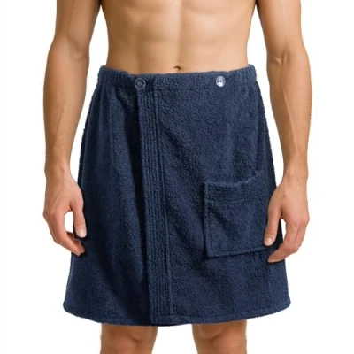 Immagine di JEMIDI Kilt Sauna Uomo Asciugamano con Tasca Taglia Unica Regolabile Cinta Elastica Bagno Turco Telo Cotone per SPA