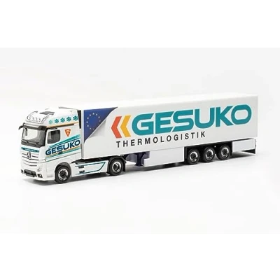 Immagine di herpa modello di camion Mercedes Benz Actros Gigaspace &#039;18 semirimorchi refrigerati GESUKO in scala 1:87, pezzo da collezione, tedesco, statuetta plastica