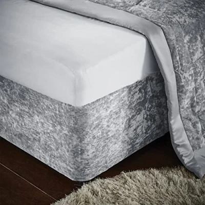 Immagine di Catherine Lansfield Velluto Schiacciato Doppio Divan Base Wrap Argento BD/46254/W/BWRAPD/SI