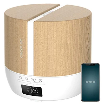 Immagine di Cecotec Diffusore di aromi PureAroma 550 Connected White Woody. Capacità 500 ml, display LED, altoparlante, controllo Bluetooth, app, timer 12h, 3 modalità operative, copertura 30m2, V1705241