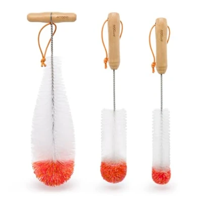 Immagine di ATDDO 3 Pezzi Scovolino Bottiglie Compatibile con Sodastream Bottiglie, Lungo Pulisci di Vetro, Spazzola per Collo Stretto Biberon