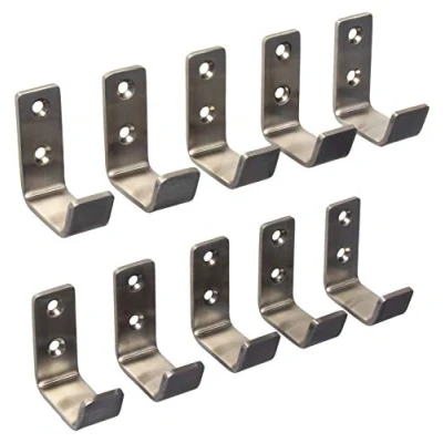Immagine di Gedotec® moderno gancio appendiabiti Sandra acciaio inox ganci cappotto in spazzolato opaco 52x 19mm V2A con materiale di fissaggio