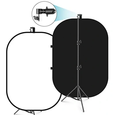 Immagine di Neewer 150 x 200 cm Chromakey in bianco e nero 2 1 sfondo pieghevole Pop Up con supporto, pannello per foto, video, trasmissione diretta, ecc.