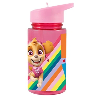 Immagine di PAW PATROL P:os 29232049 Borraccia trasparente con cannuccia integrata per aletta, ca. 450 ml, in plastica, senza BPA e ftalati
