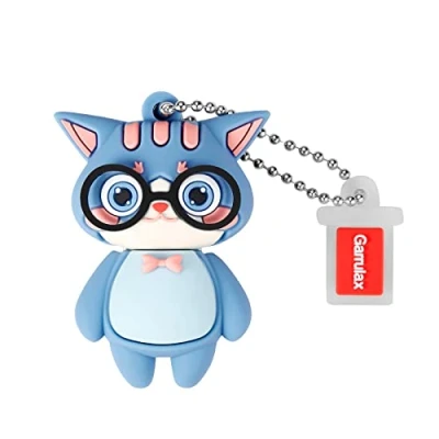 Immagine di GARRULAX chiavetta USB, 16 GB, in silicone impermeabile, USB 2.0, ad alta velocità, per la memorizzazione della data, pendrive U Disk (gatto blu)