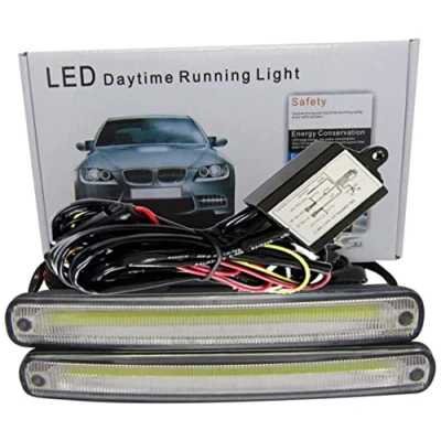 Immagine di FOLGEMIR Luci di marcia diurna a LED dimmerabili, circolazione diurne COB, DRL LED, bianco 6000K molto luminoso, DC 12V, 12W, E4
