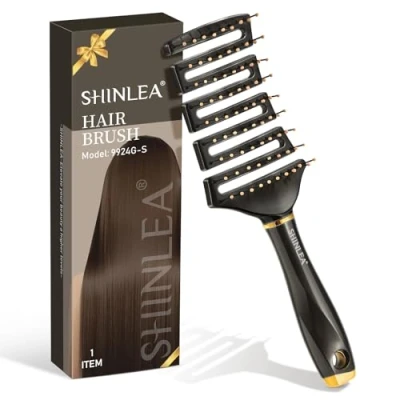 Immagine di SHINLEA Spazzola per Capelli Districanti Ventilate Curve Donne Uomini Bagnati o Asciutti, Asciugatura più Rapida Styling Districante Professionale con Sfiato