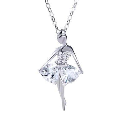 Immagine di KONFEN Collana Ballerina Argento 925, Collane Ciondolo con Zircone per Donna, Gioielli Donne Moglie Fidanzata Ragazza Anniversario San Valentino Regali (Argento)