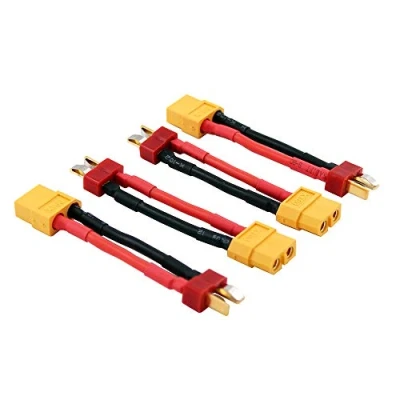 Immagine di OliRC 4 Pezzi XT60 Femmina a Maschio T Connettore/Adattatore (Stile Deans) 5 cm 14awg Filo (C14 4)