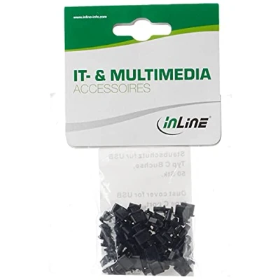 Immagine di InLine 59948M50 Pack Copertura Antipolvere per USB Type C Femmina Nero