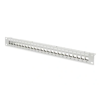 Immagine di Pannello patch panel modulare DIGITUS 24 porte 1U schermato Per moduli Keystone Rack 19 pollici Grigio
