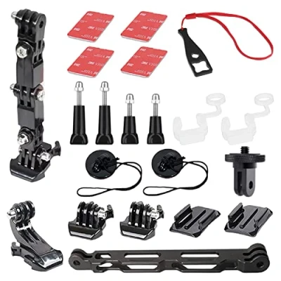 Immagine di Higatful Kit di montaggio per casco da moto con bracci estensione compatibile Insta360 ONE X2/X/R/GO 2, GoPro Hero e DJI OSMO Action 2