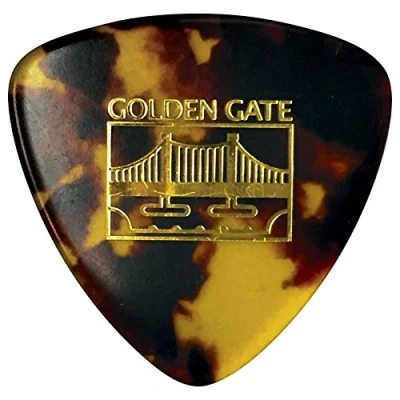 Immagine di Golden Gate MP 10 Deluxe Tortoise Style Plettro piatto, Triangolo grande, 12 pezzi, tartaruga marrone