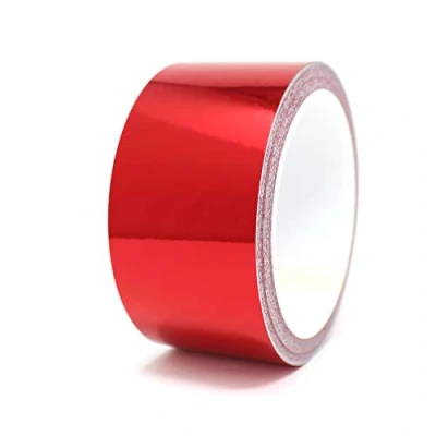 Immagine di Finest Folia 8,5m Strisce adhesive effetto cromo decorative per auto moto barca e modellismo in vari colori autoadesive Lunghezza (50mm, Rosso cromato)