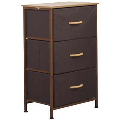 Immagine di BAKAJI Cassettiera Resistente 3 Ripiani Multicolor Mobile Mobiletto Armadio Armadietto Tessuto Bicolor Robusto Multiuso Arredamento Ufficio Salvaspazio Dimensioni 75x46x30cm (Marrone)