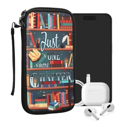 Immagine di kwmobile Custodia in neoprene con zip per smartphone XL 6,7/6,8&quot; Astuccio portacellulare a sacchetto cerniera Borsa verticale Ancora un Capitolo multicolore