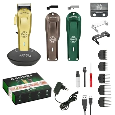 Immagine di GAMMA+ Skin Bulk Balding Clipper Limited Edition con Motore Boosted, Tagliacapelli Uomo Professionale, Super Trimmer, Lama 45mm Regolabile Zero Gap, 2 Ore di Autonomia senza Fili, 3 Cover, 5 Pettini,