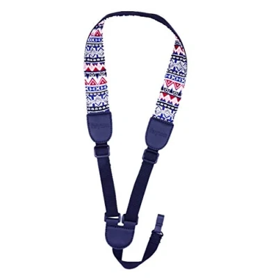 Immagine di Rayzm Tracolla Clip on per Ukulele, Ukulele con Motivo Stile Boheme, Imbragatura Collo in Cotone Regolabile Senza Bottoni, Viti