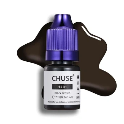 Immagine di CHUSE Pigmenti liquidi per sopracciglia ibridi PMU 0,24 oz/7 ml (H201 Marrone nero)