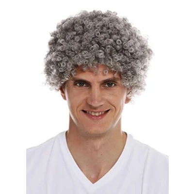 Immagine di WIG ME UP MMAM 9M K686 Parrucca Carnevale Donna Uomo Corti Ricci Crespi Afro Testa crespa Grigio