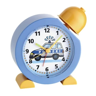 Immagine di TFA Dostmann sveglia bambini polizia TATÜ TATA, 60.1011.06, con sirena della polizia, analogica, per e bambine, facile da usare, lancette luminose, blu