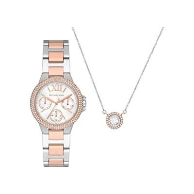 Immagine di Michael Kors Orologio Quartz Multifunction Donna, misura cassa 33.00mm con quadrante Bianco Analogico e Cinturino Bicolore in metallo MK1054SET
