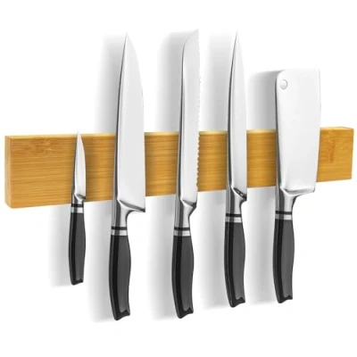 Immagine di Baxcdyswe 40cm Porta Coltelli Cucina, Barra Magnetica per Magnetico Muro Appendi Magnete Extra Forte Chef Portacoltelli, Striscia Calamita con Viti e Adesiva Incluse