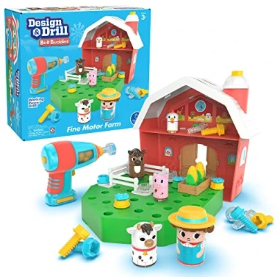 Immagine di Learning Resources Fienile Bolt Buddies Design &amp; Drill, Set da Gioco basato sulla Fattoria con Fattore, Giocattoli Costruzione STEM per l’età prescolare, dai 3+, Multi, 4134