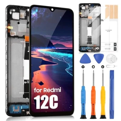Immagine di ARSSLY LCD Schermo per Xiaomi Redmi 12C 22120RN86G 22120RN86I 22126RN91Y 2212ARNC4L Display Digitizer Touch Ricambio Assembly con Strumenti 6.71&quot; (Nero, Telaio)