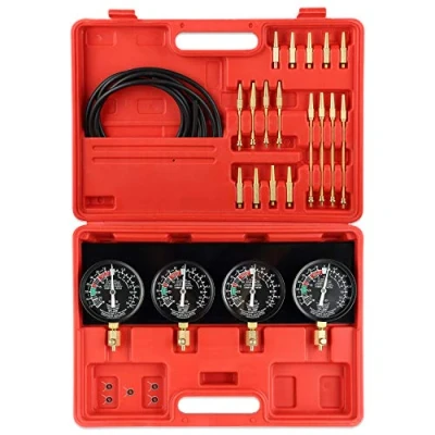 Immagine di Uten Tester Pressione Carburante per Auto Moto, Sincronizzatore Carburatore Vuoto Set di Strumenti con Adattatore e 4 Manometro