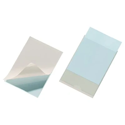 Immagine di Durable 807719 Pocketfix, Tasca Adesiva, Apertura Lato Corto, Inserti Inclusi, 10 Pezzi, 110 x 78 mm, Trasparente