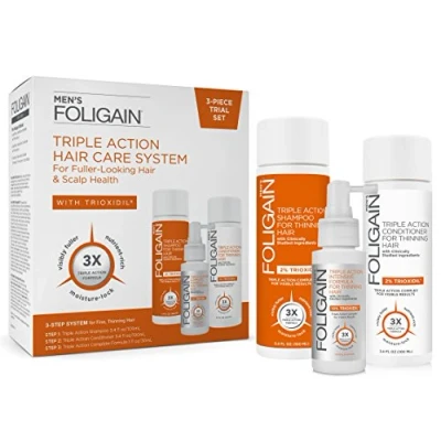 Immagine di FOLIGAIN Sistema per la perdita dei capelli a tripla azione uomini con il 10% di trioxidil Shampoo, balsamo e lozione …