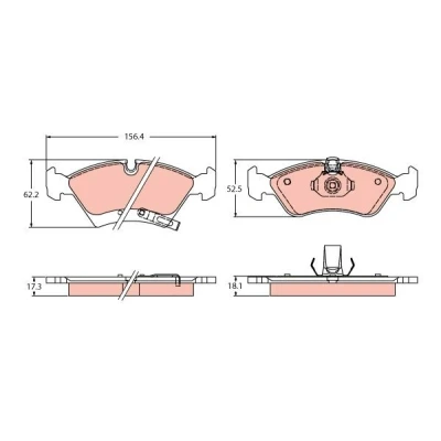 Immagine di TRW GDB2441 Kit pastiglie freno con segnalatore acustico usura