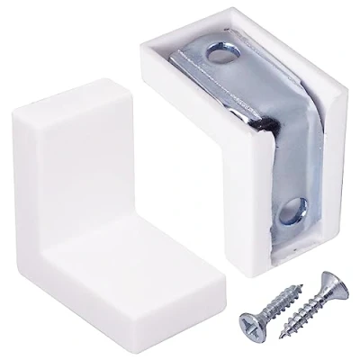 Immagine di SKIR&#039;CO 20 staffe per mensole, x mm, giunto ad angolo retto in metallo con coperture plastica bianca, angolari a 90 gradi, viti incluse