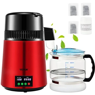 Immagine di VEVOR Distillatore d&#039;Acqua Volume della Canna 4L, per Purificazione dell&#039;Acqua 1 L/H 750 W con Contenitore in Vetro, Cucina Uffici, Laboratori, Ospedali, Cliniche Dentistiche, ecc.