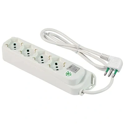 Immagine di FANTON 474204ECO Multipresa OMEGA ECO RELIFE 4 prese bipasso/schuko 2P+T 16A cavo 1,5 m. spina piccola 10A + interruttore automatico luminoso di sovraccarico
