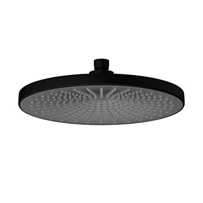 Immagine di WENKO Soffione doccia a pioggia Ultimate Shower Ø 25 cm Softrain, 284 ugelli per un getto d’acqua delicato e intenso con collegamento universale ½“, adatto riscaldatore di flusso, nero/grigio