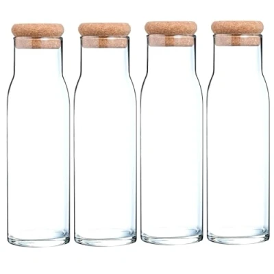 Immagine di Migros Cucina &amp; Tavola Caraffa in Vetro con tappo sughero per acqua, succo di frutta, latte 1000 ml 4 Pezzi
