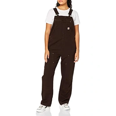 Immagine di Carhartt Salopette Rugged Flex® In Cotone Canvas, Loose Fit, Donna, Marrone Scuro, XS
