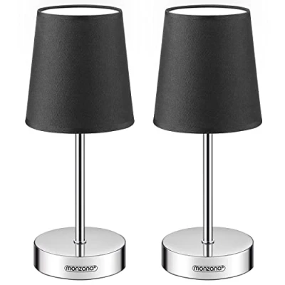 Immagine di Monzana 2x Lampada da Comodino Paralume in Tessuto E14 Abatjour Luce Lettura con Interruttore