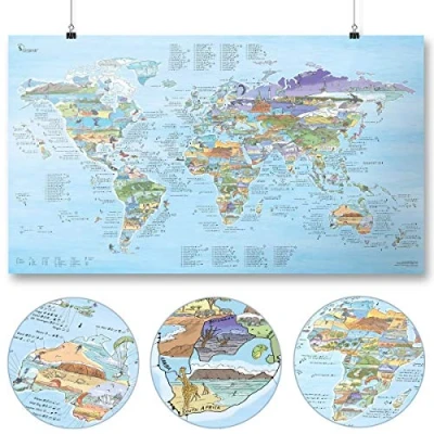 Immagine di Kitesurf Map by Awesome Maps Mappa del mondo illustrata per kitesurfisti riscrivibile 97,5 x 56 cm