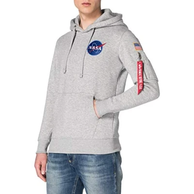 Immagine di Alpha Industries Space Shuttle Felpa con cappuccio, Uomo, Taglia: Medium, Grey heather